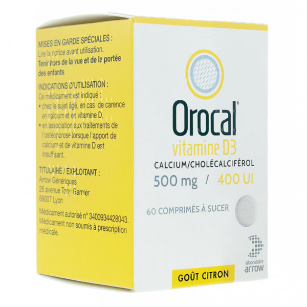 Rupture OROCAL VITAMINE D3 500 mg/400 UI, cp à sucer